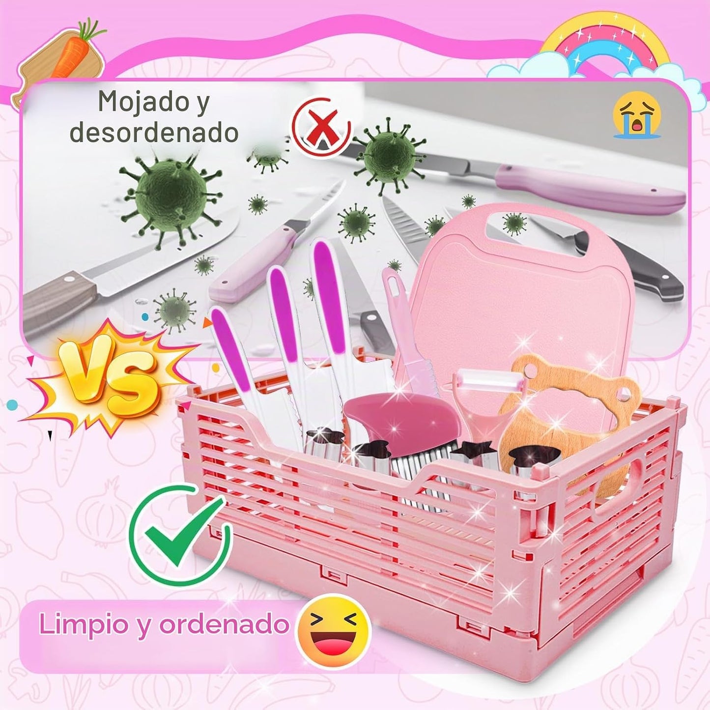 Juego de cuchillos de cocina para niños para cocina real y cesta, j...