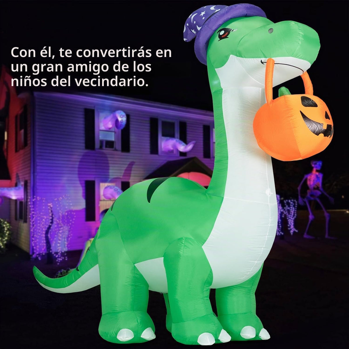 ININ Decoración de dinosaurio inflable gigante de Halloween de 10 p...