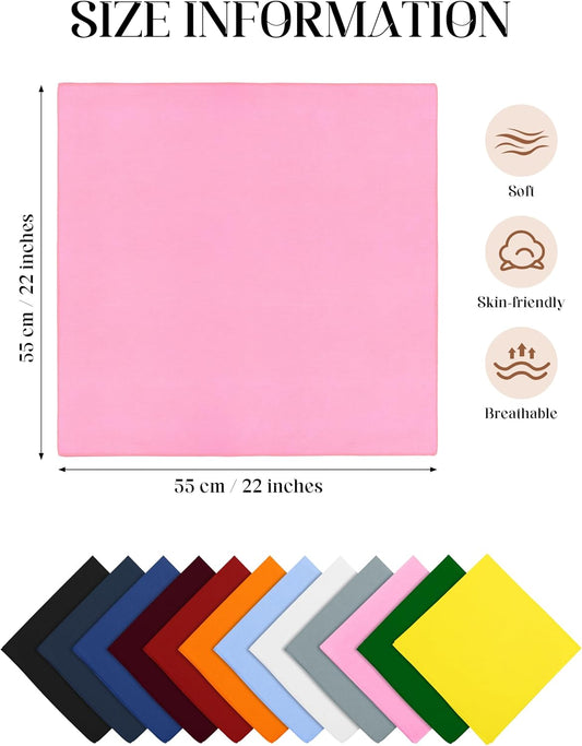 URATOT 12 pañuelos de algodón multifunción, 12 colores surtidos