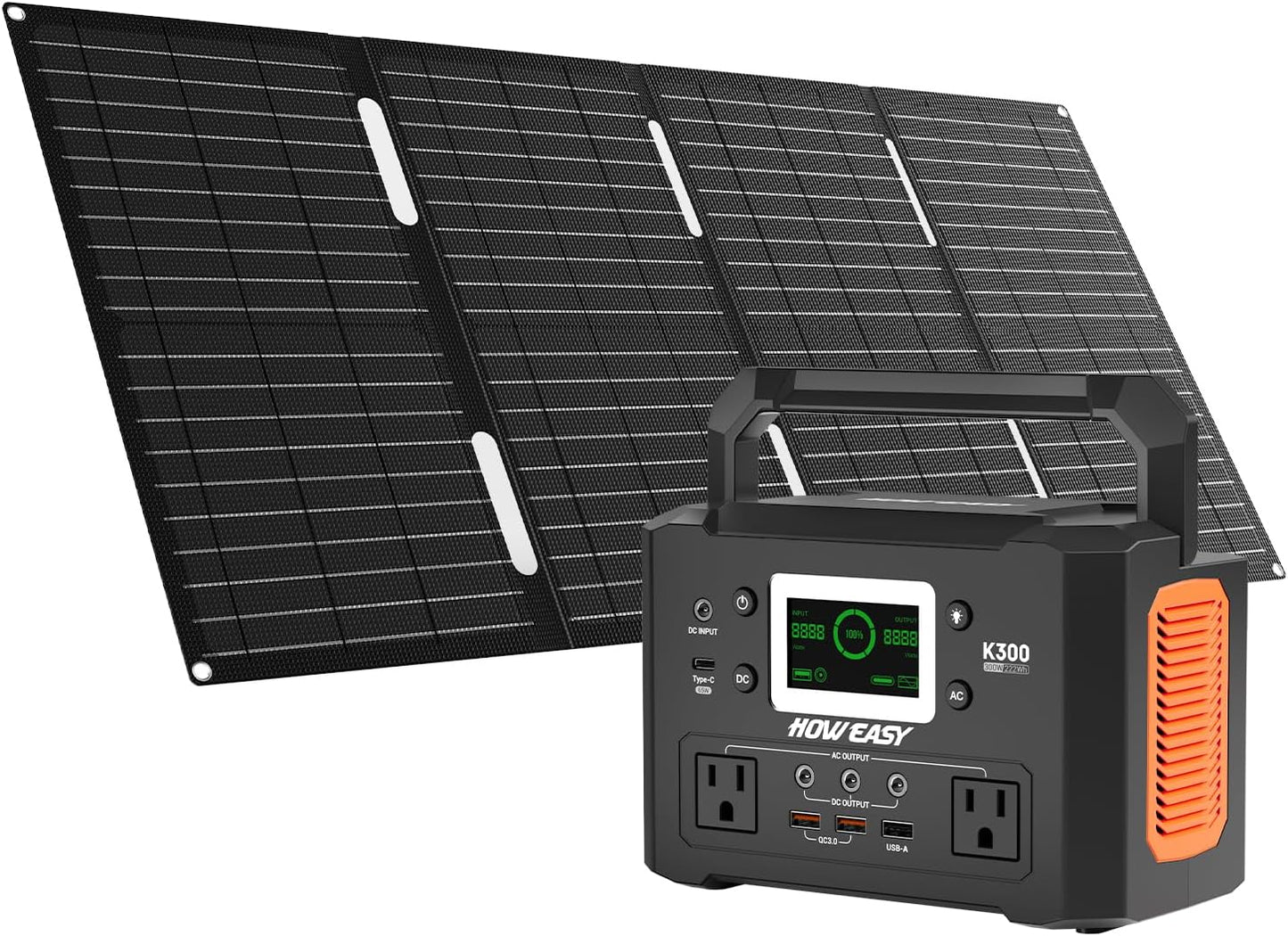 HOWEASY Estación de energía portátil de 300 W, generador solar de 2...