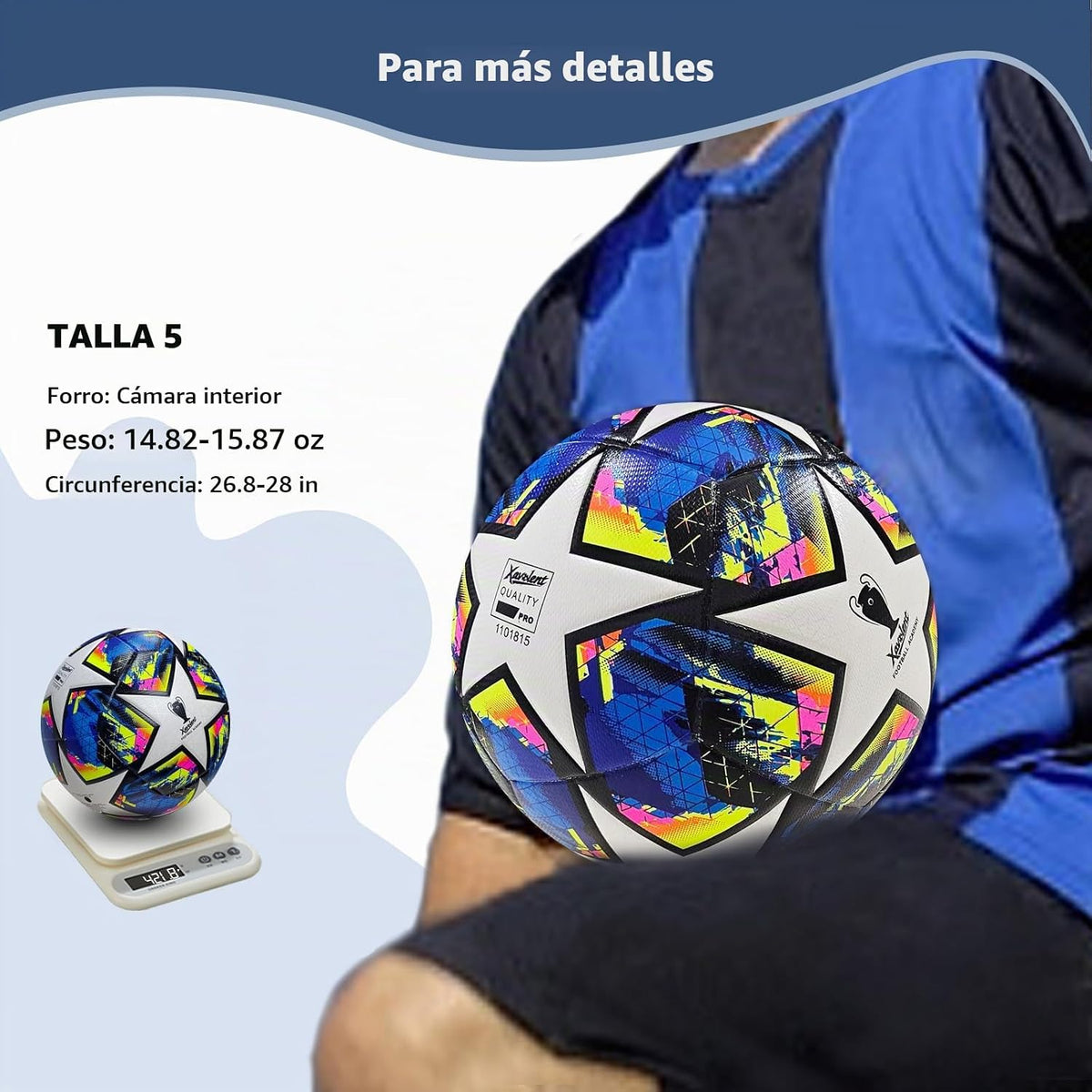 XAVOLENT Balón de fútbol profesional Tamaño 5,4 | Pelota de entrena...