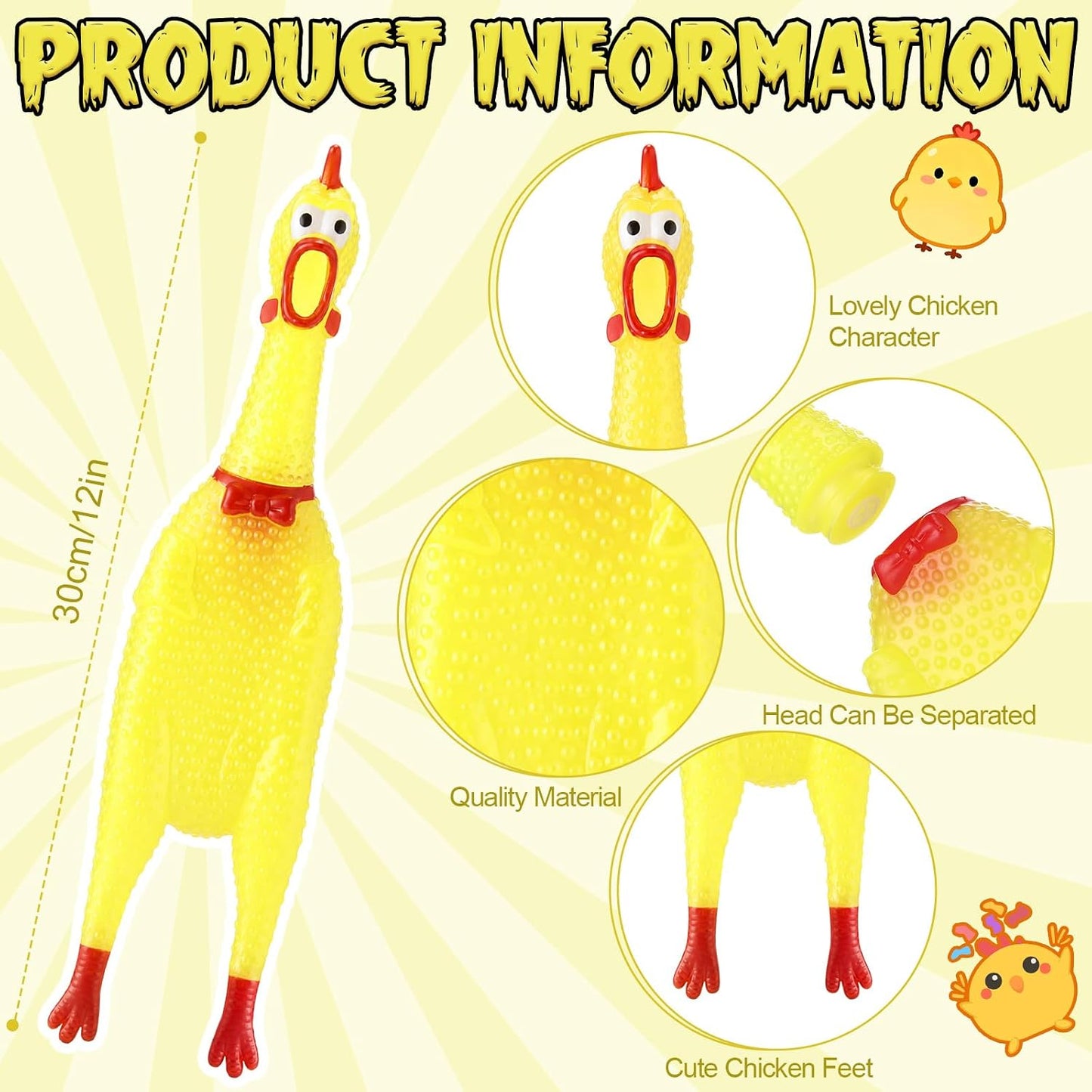 Honoson 32 piezas de juguete de goma de pollo para perros de 12 pul...