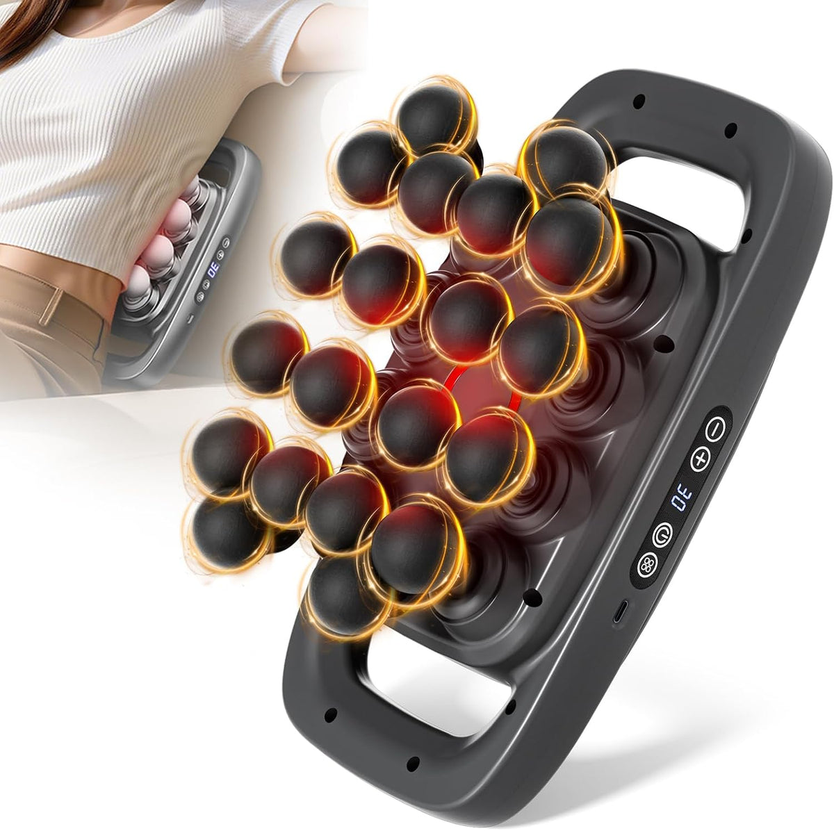 Shineforu Pistola de masaje de 20 cabezas, 30 niveles de intensidad...