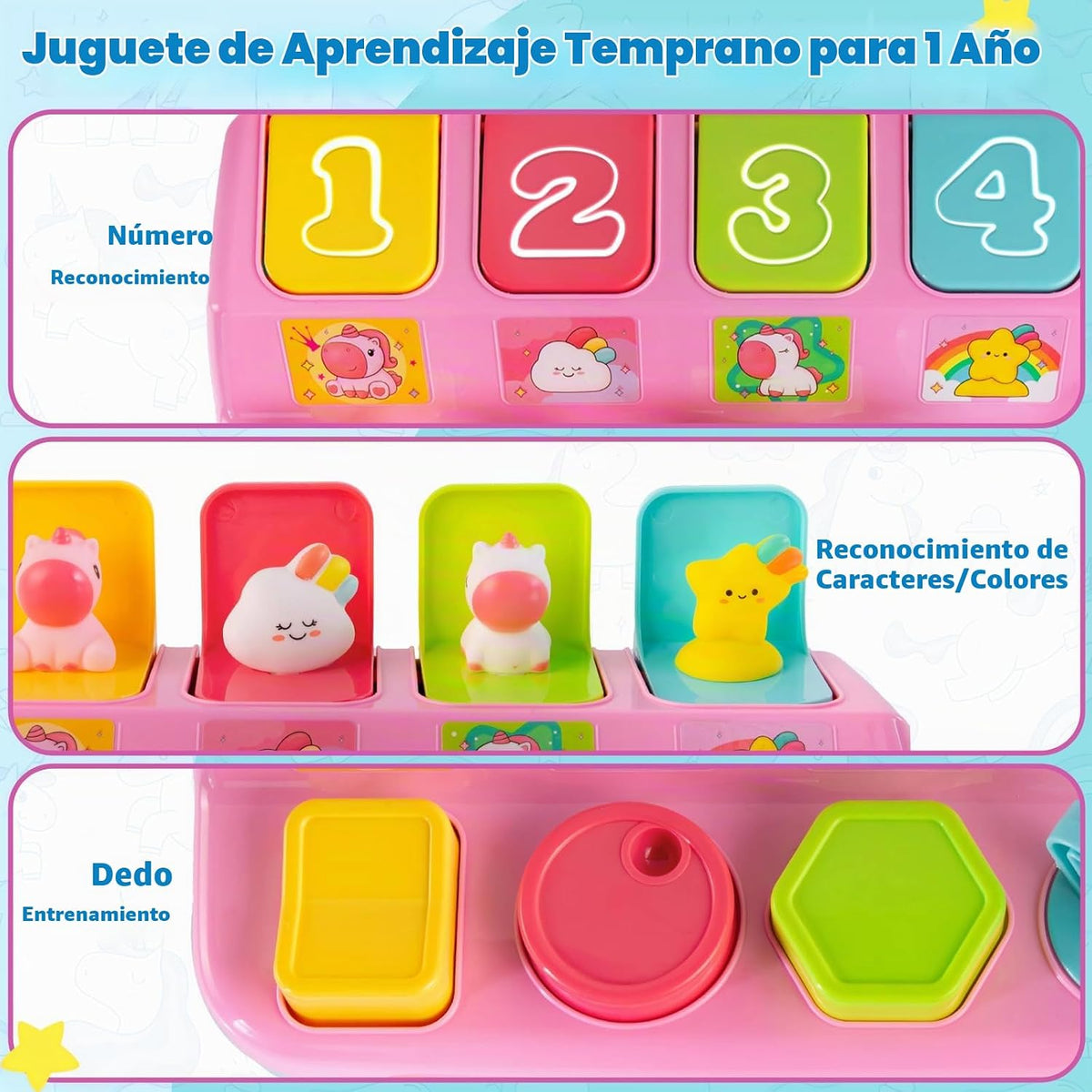Tovol Zerky Montessori Pop Up Causa &amp; Effect Juguete para niños...