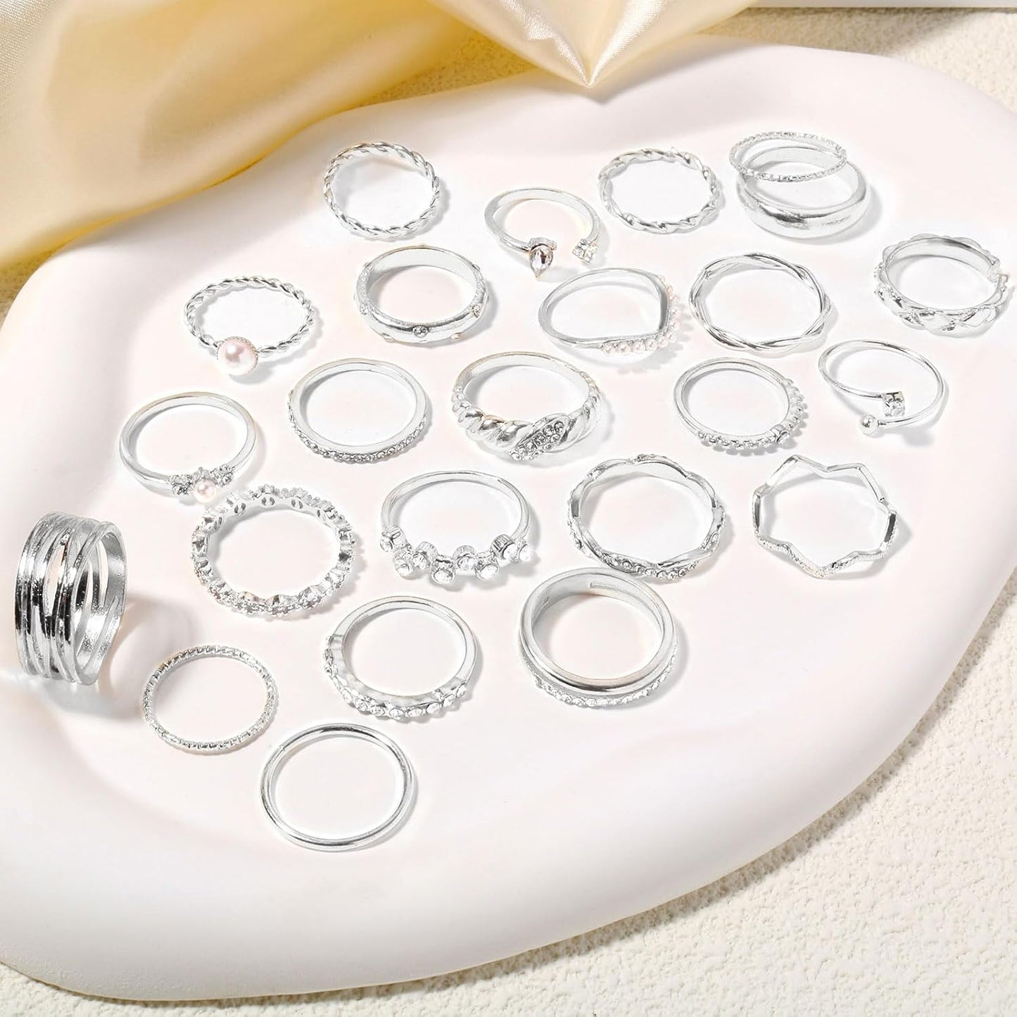 CHICUTIE Juego de anillos dorados para nudillos para mujeres, apila...
