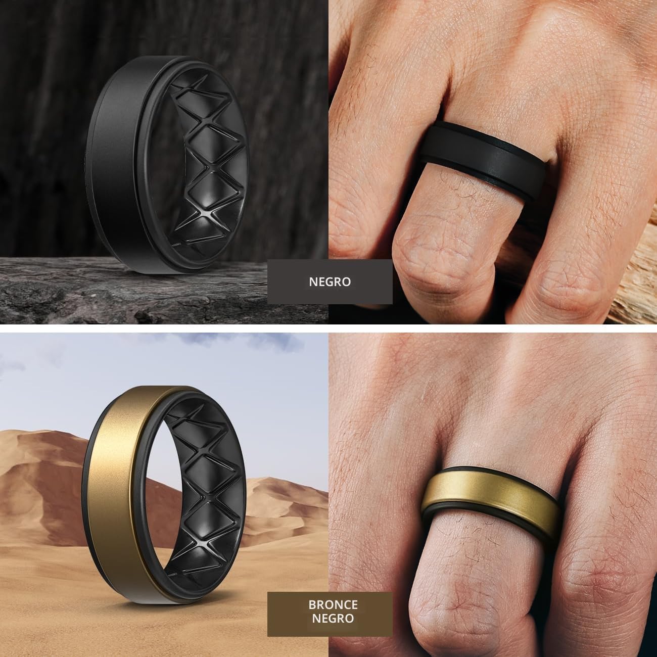 Egnaro - Paquete de 1, 4, 5, 6 y 7 anillos de boda de silicona para...