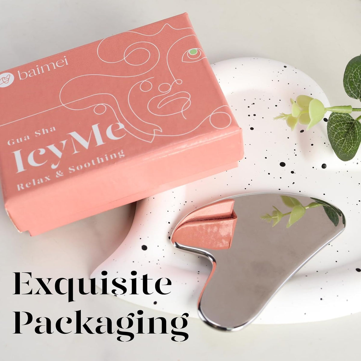 BAIMEI IcyMe - Herramienta Guasha de acero inoxidable para esculpir...