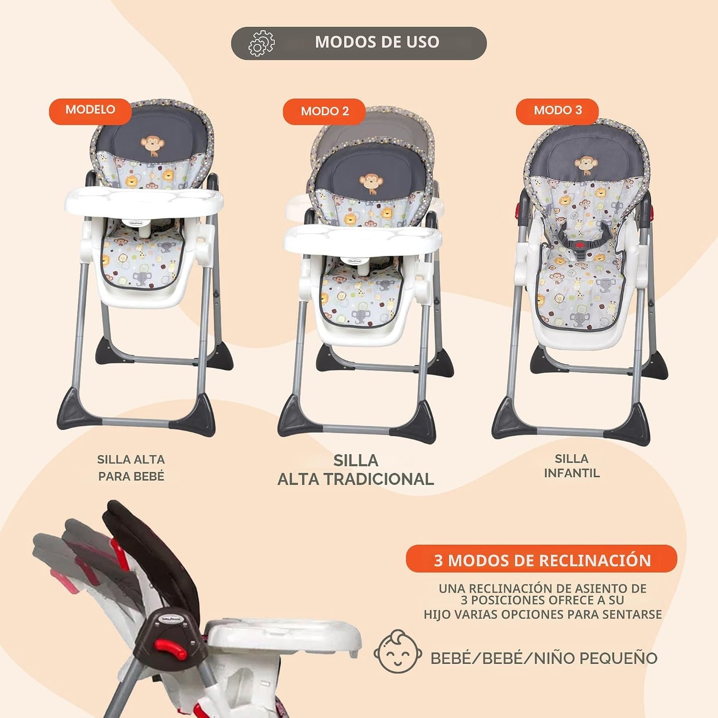 Baby Trend Silla alta Sit-Right, cabezas bobble