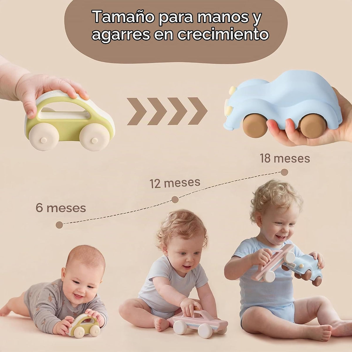 Moonkie Coches de juguete de silicona de grado alimenticio para beb...