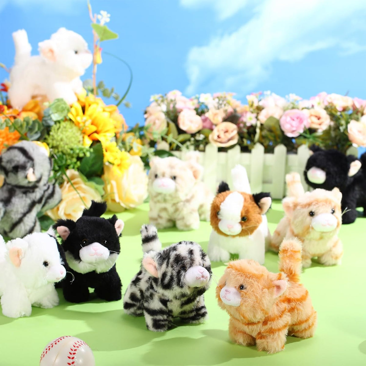 Lenwen 10 piezas de animales de peluche de gato a granel suave gati...