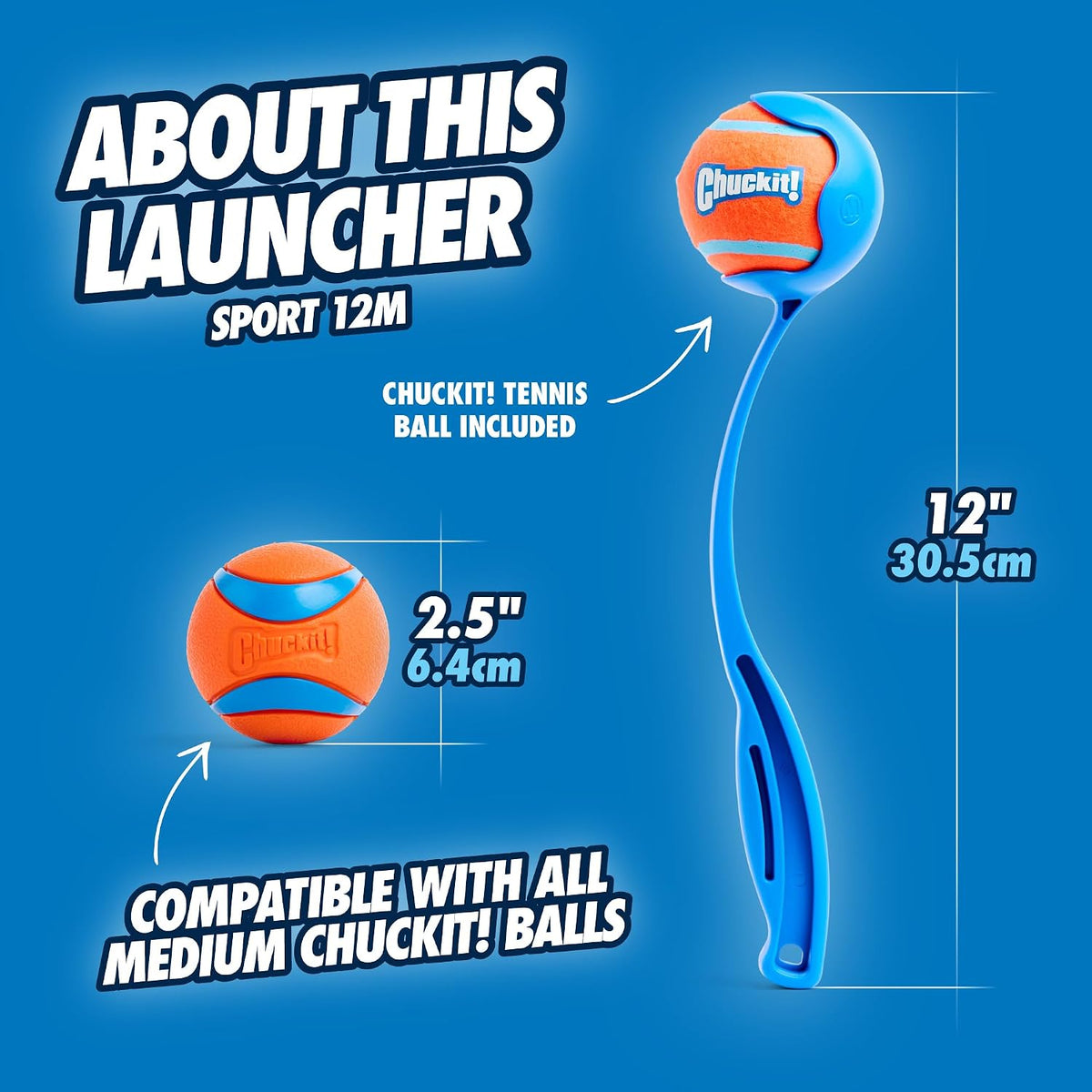 Chuckit! Lanzador de Bolas para Perros 12M Sport con Mango de 12...