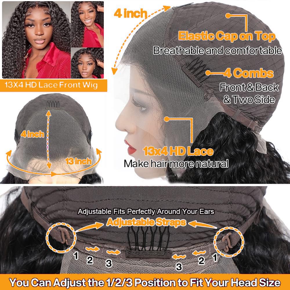 QTHAIR Peluca de cabello humano ondulado con diadema 16A, de 24 pul...