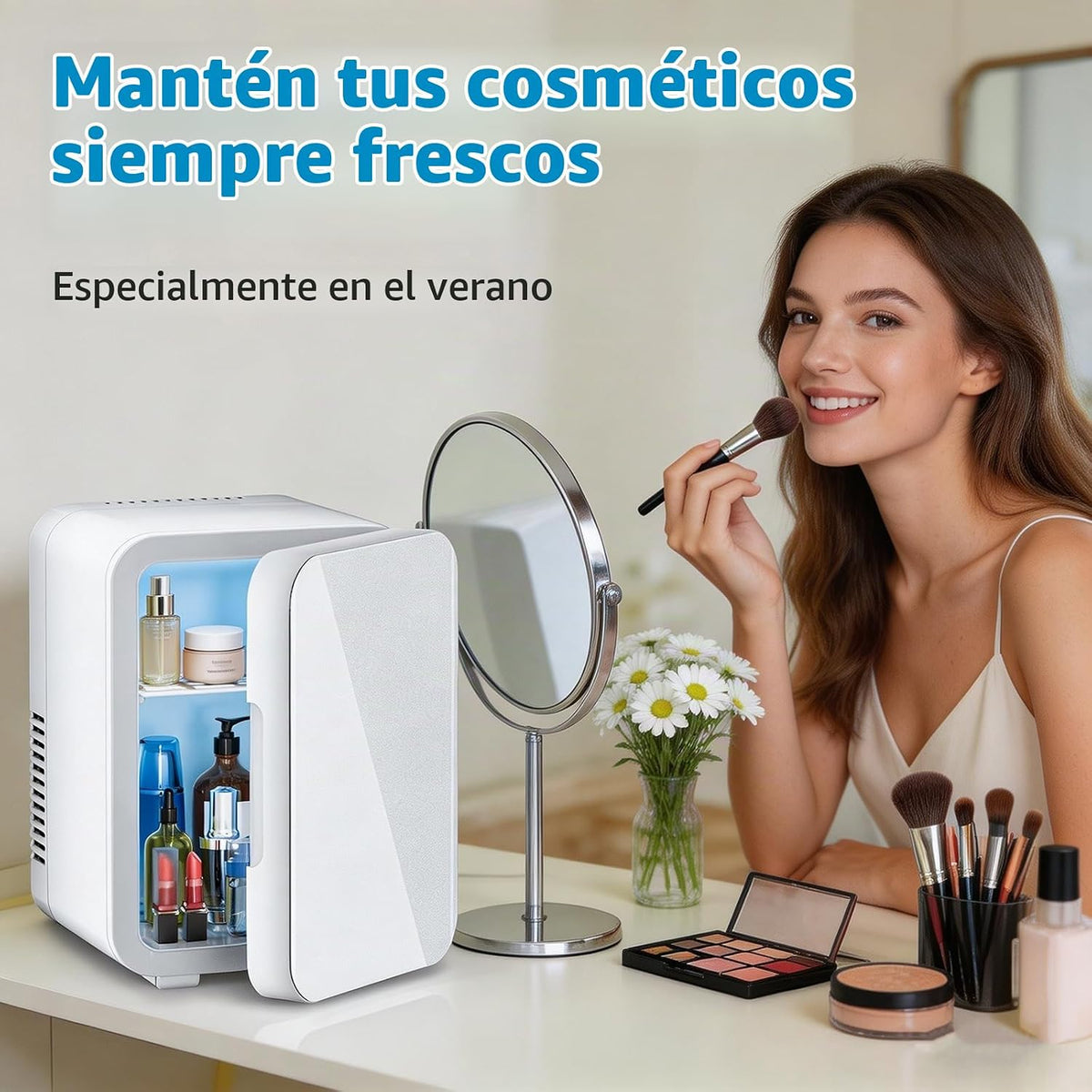 ENANCAX Mini refrigerador para dormitorio, portátil de 4 litros\/6...