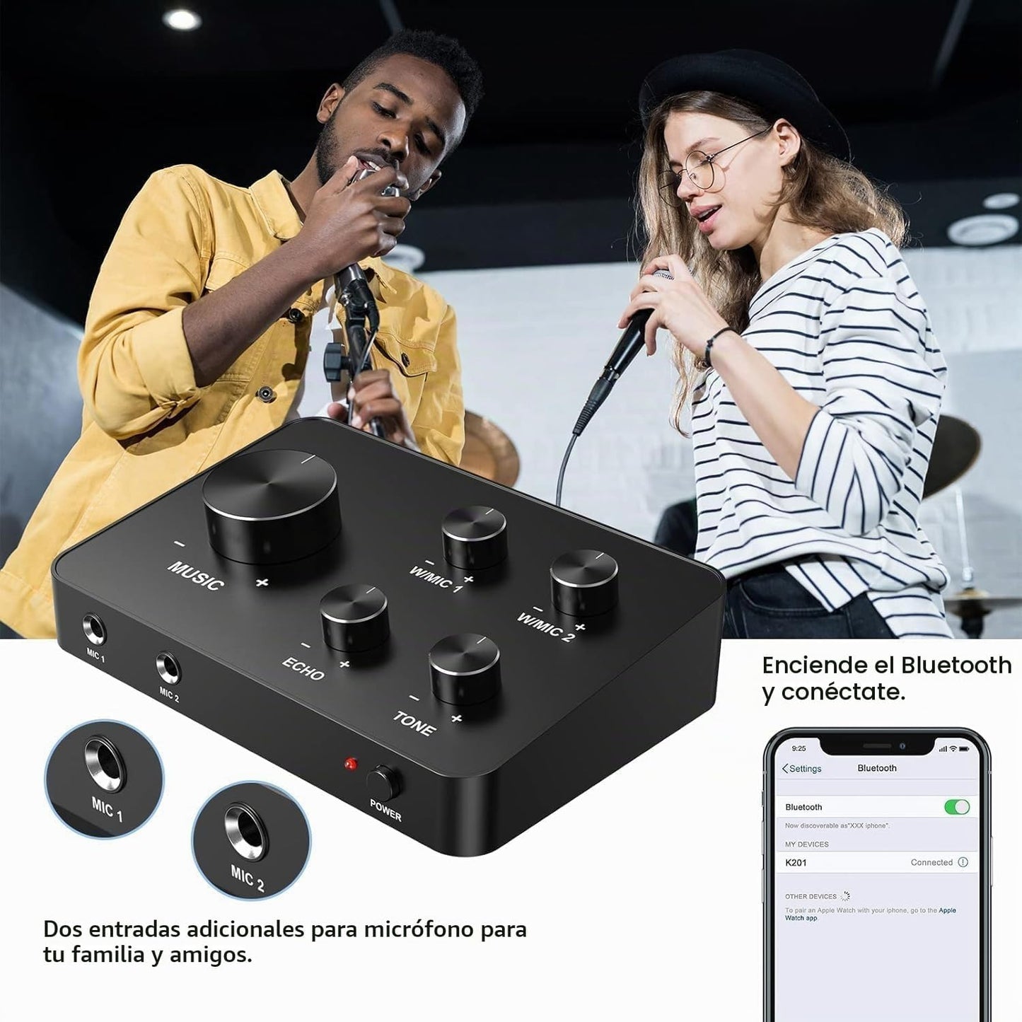 Sistema de mezclador de karaoke de micrófono inalámbrico, micrófono...