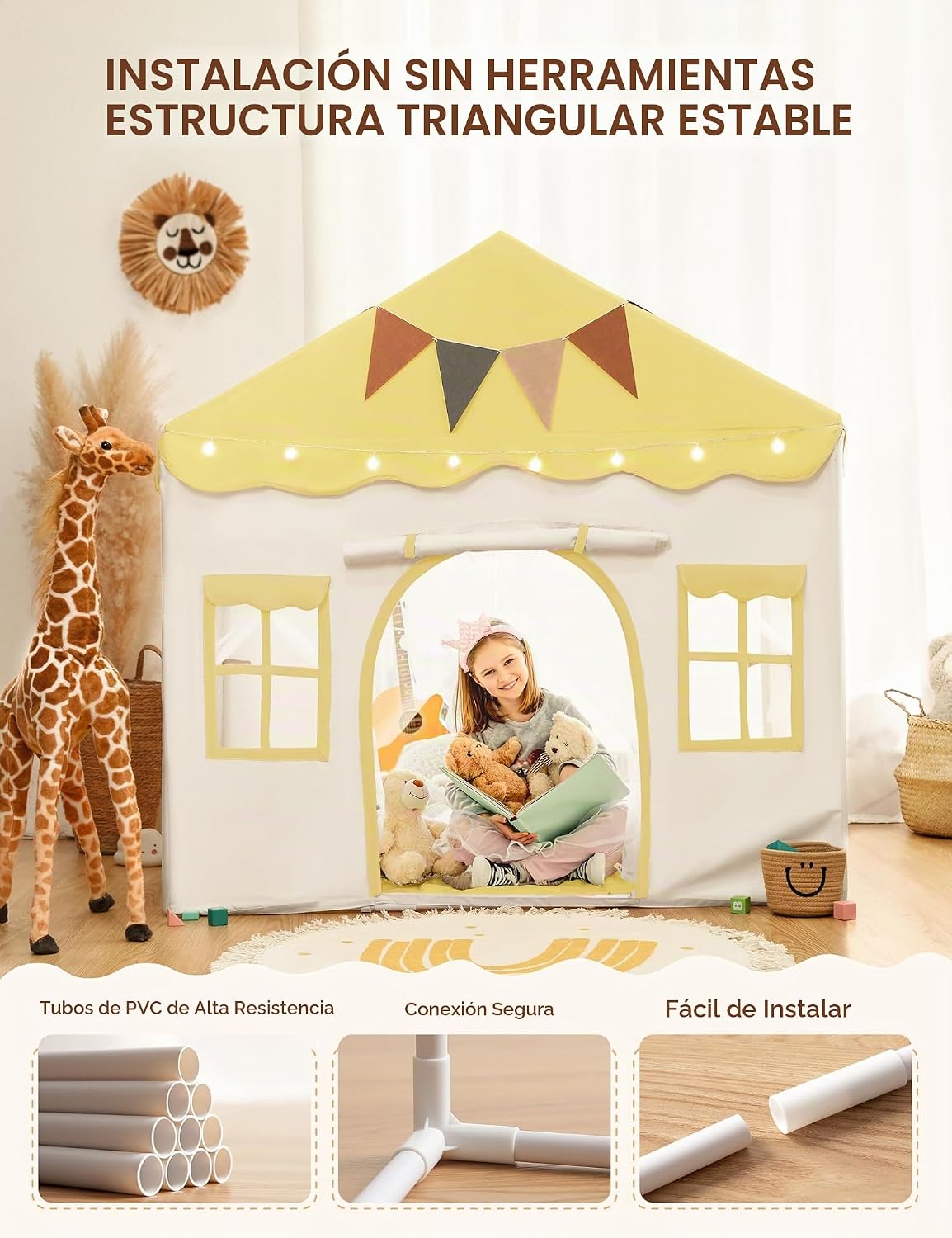 Besrey Tienda de campaña para niños 2 en 1 con alfombrilla acolchad...