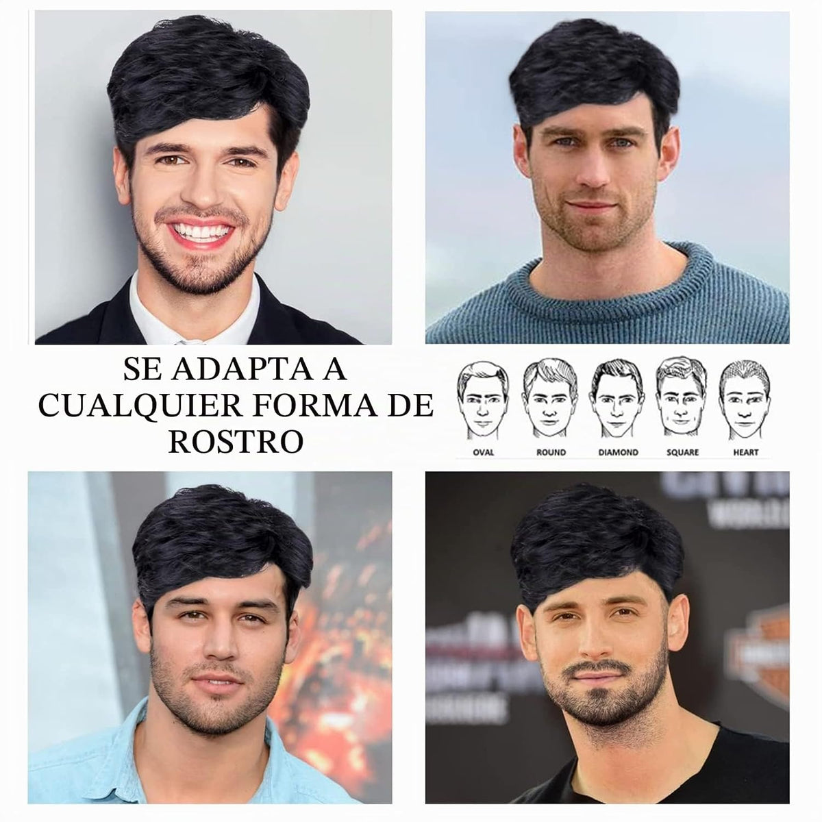 BCHR Pelucas para hombre, peluca corta para hombre, color negro, co...