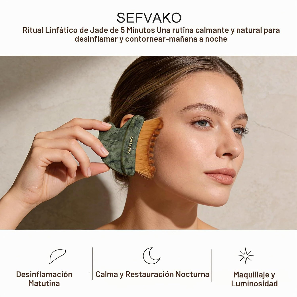 SEFVAKO Cepillo facial de contorno linfático, cepillo seco de doble...