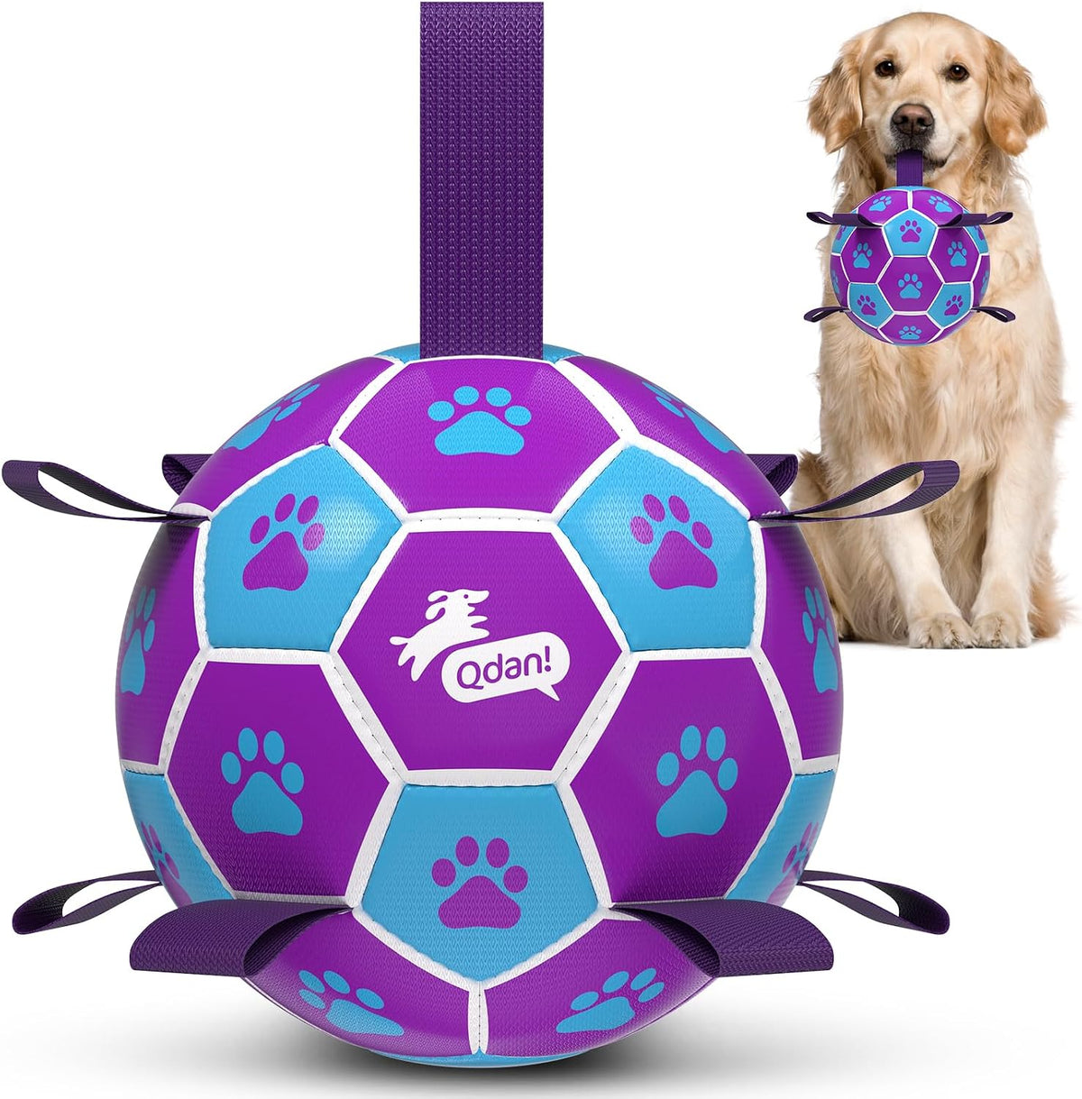 QDAN Pelota de fútbol de juguete para perros, pelotas duraderas par...