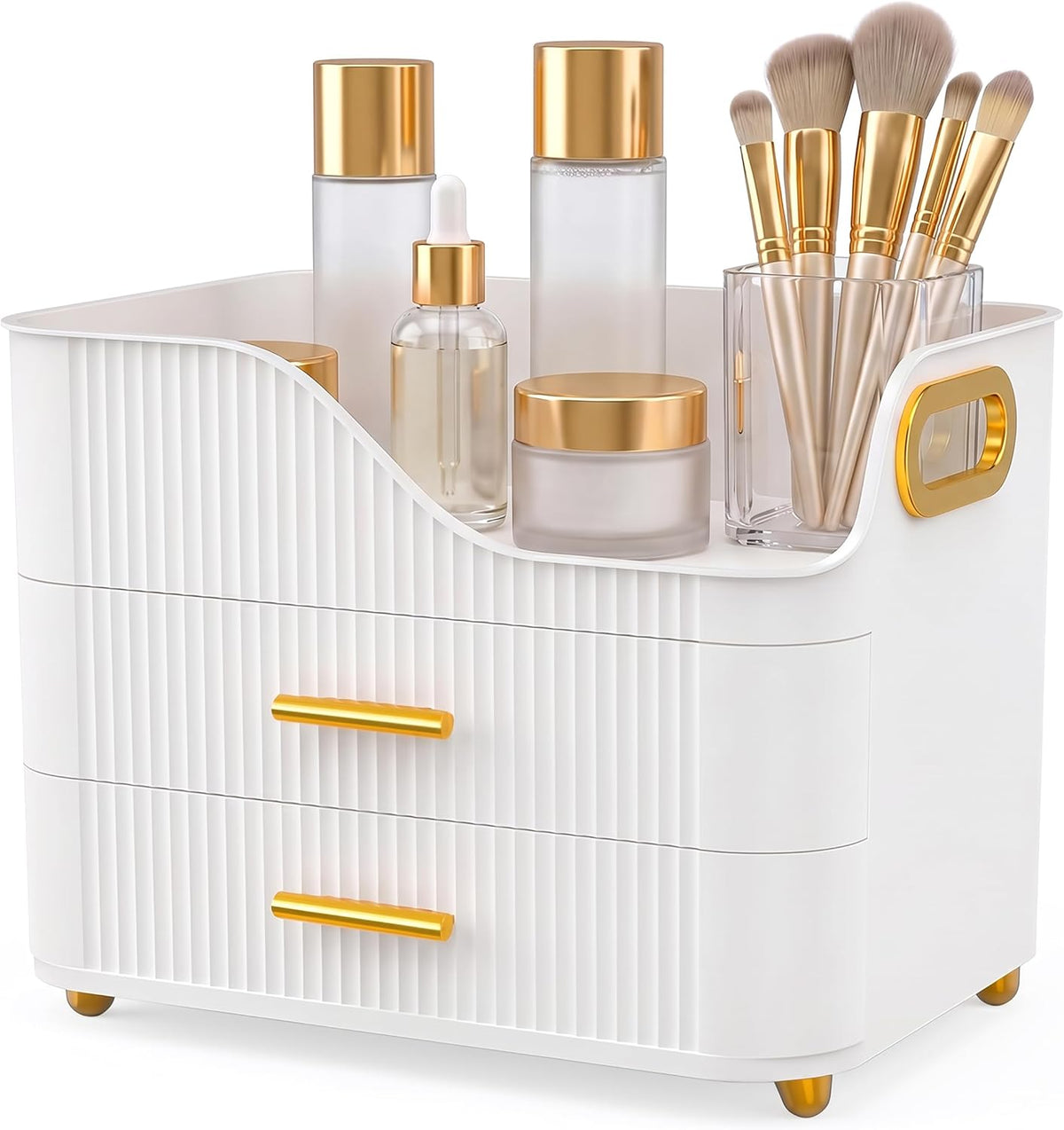 Booklov Organizador de maquillaje para encimera con cajones, caja d...