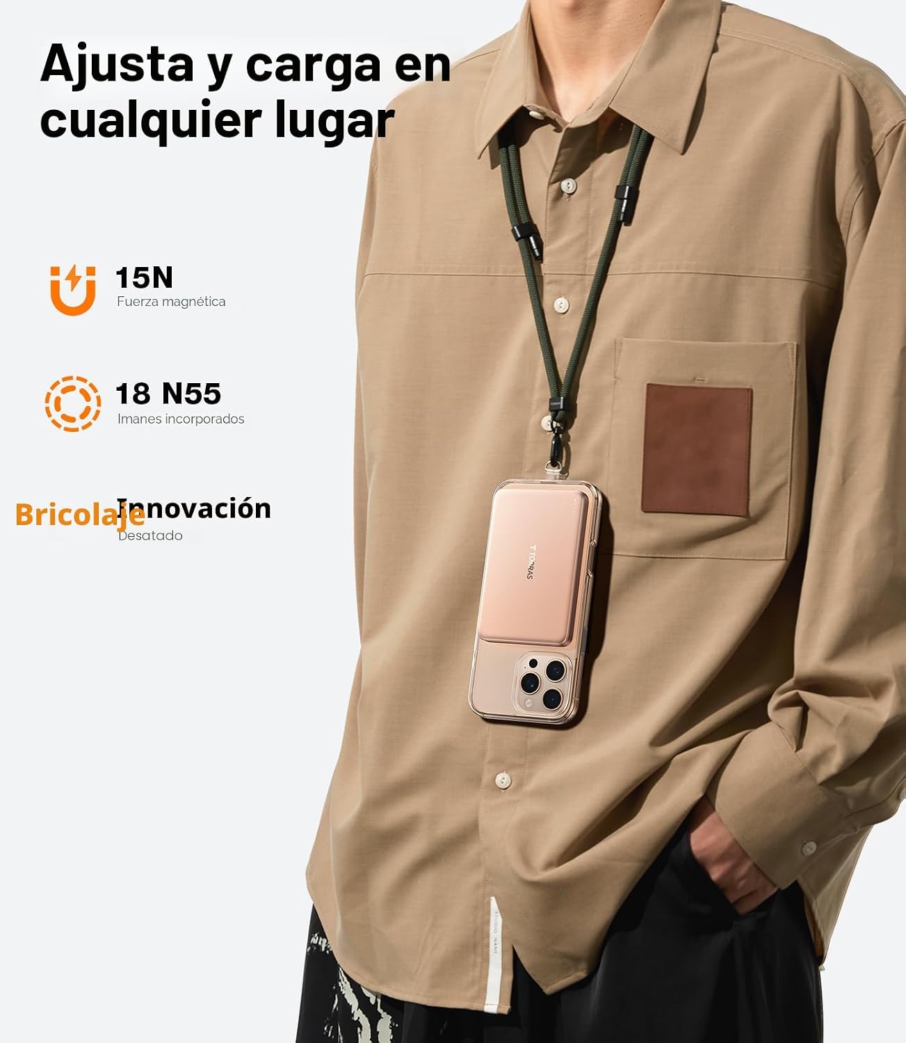 TORRAS MiniMag Power Bank, cargador portátil inalámbrico magnético...