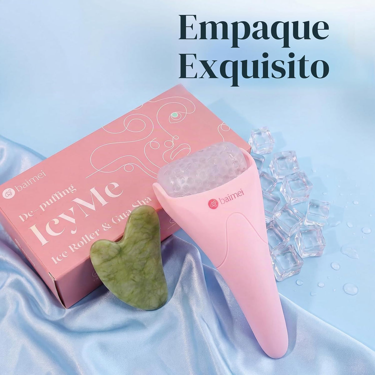 BAIMEI IcyMe - Rodillo de hielo para cara y gua sha, alivio de migr...