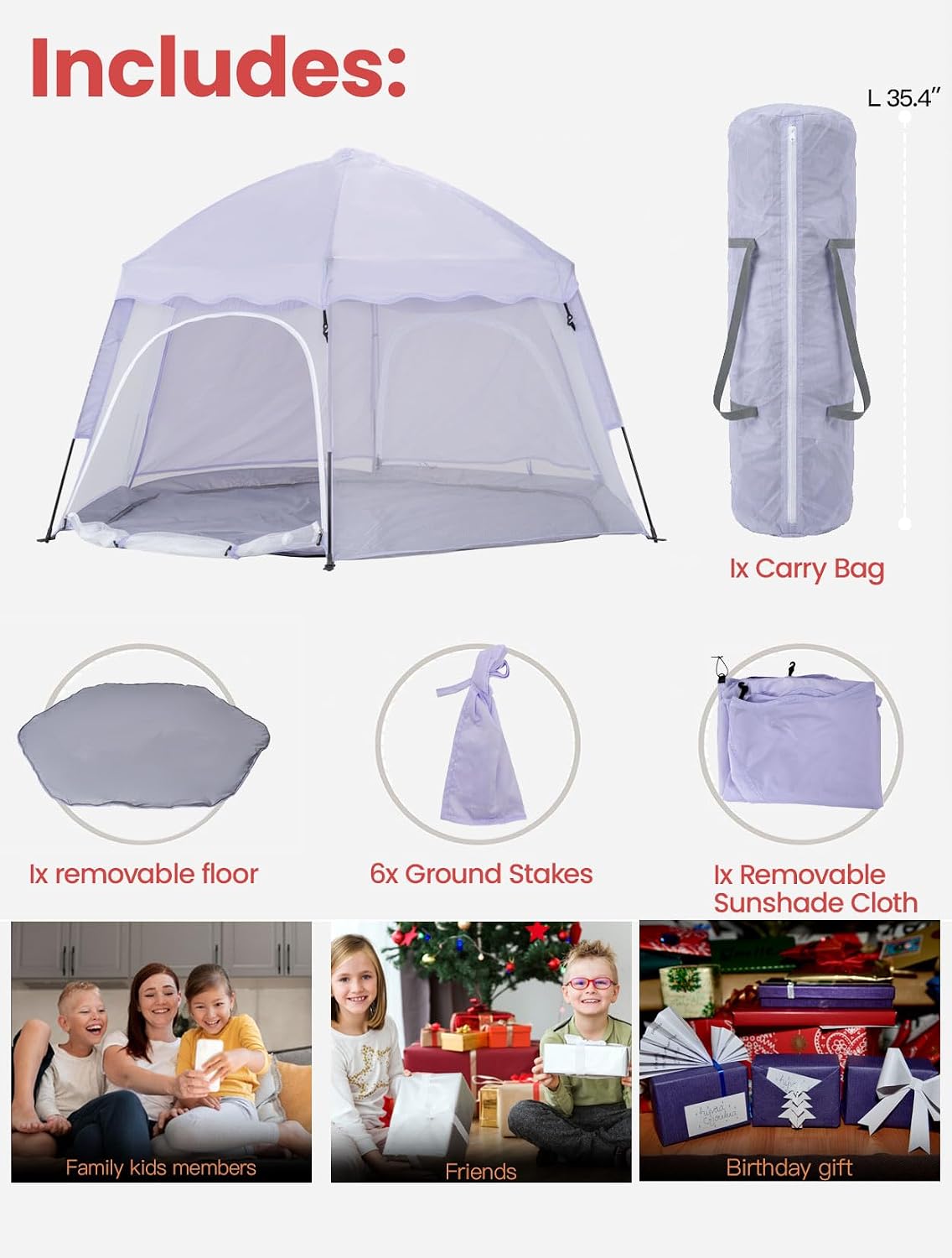 Porayhut Tienda de campaña grande desplegable para niños, casa de j...