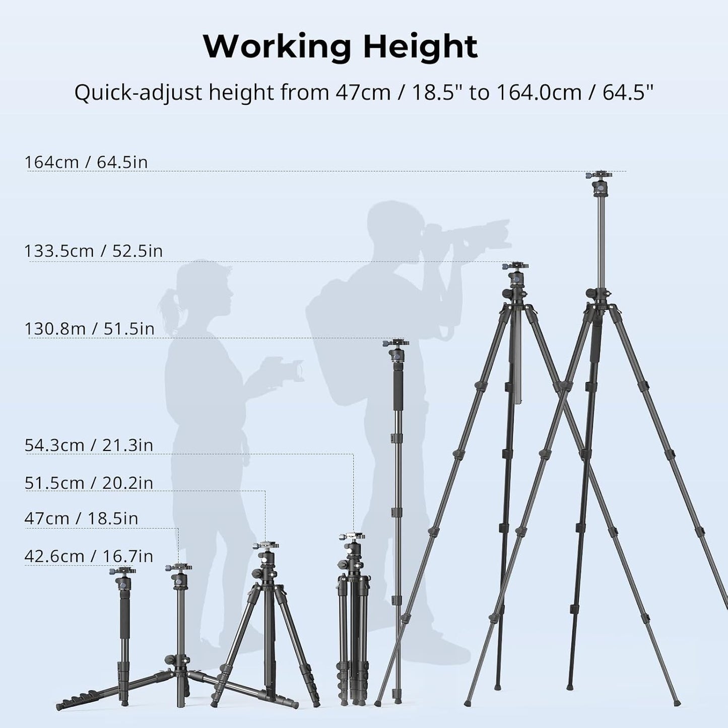 SmallRig Trípode de arriba horizontal de 64.5"\/164cm para iPho...