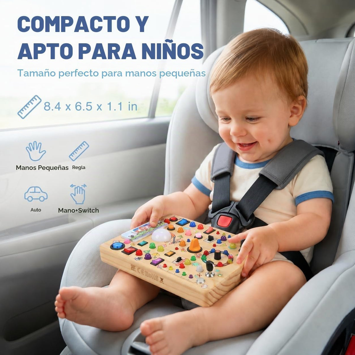 RichBoy Montessori - Tablero de juguete con 40 luces LED, juguetes...
