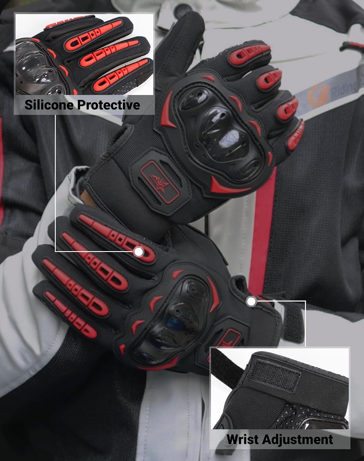 Heyjieyu Guantes de motocicleta transpirables para hombres y mujere...
