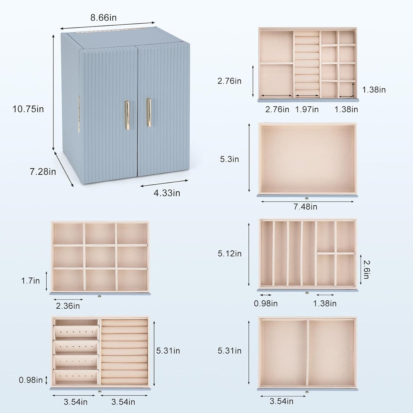 Dajasan Caja organizadora de joyas grande, caja de almacenamiento d...