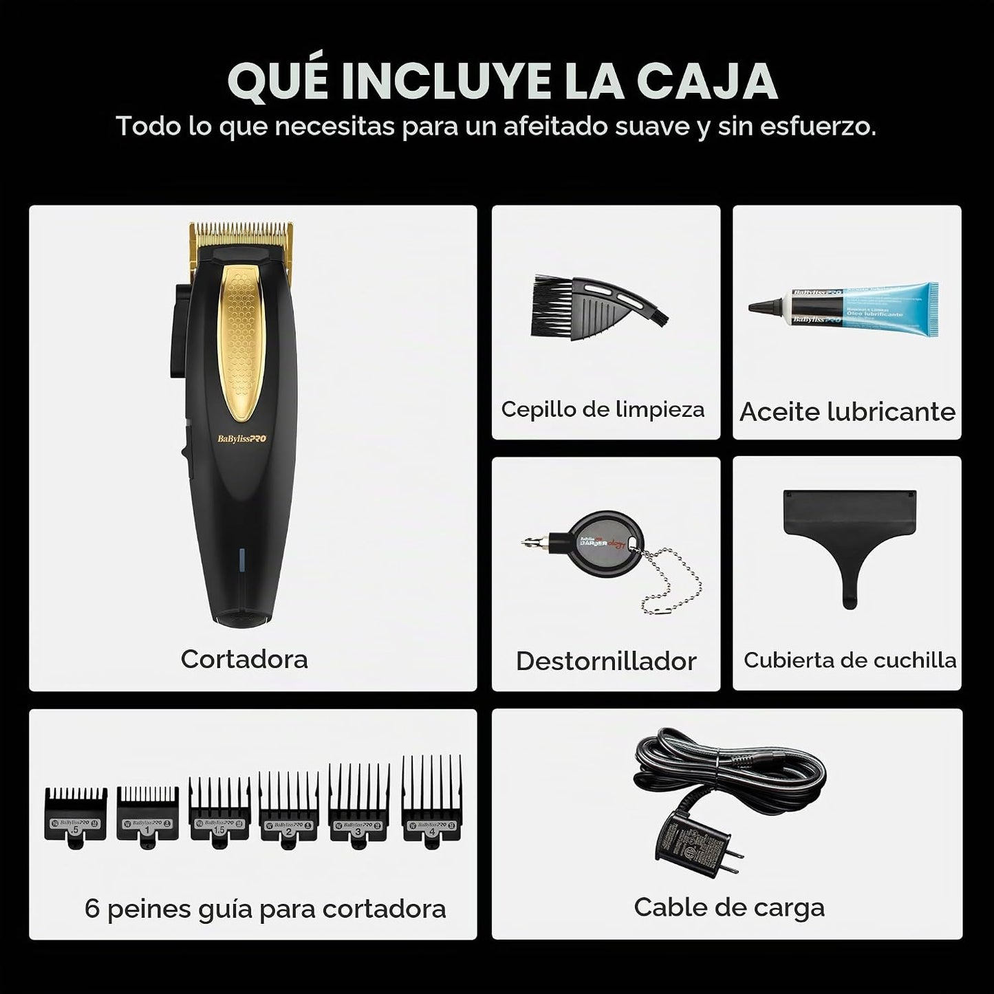 BaBylissPRO LithiumFX Cord\/Cortapelos ergonómicos de litio inalámb...