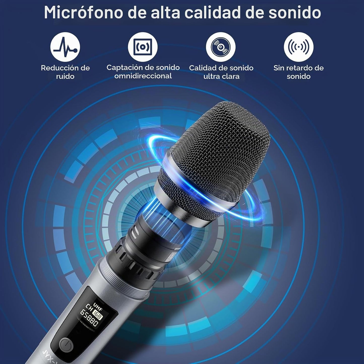 JYX Micrófono inalámbrico, sistema de micrófono dinámico de mano pr...