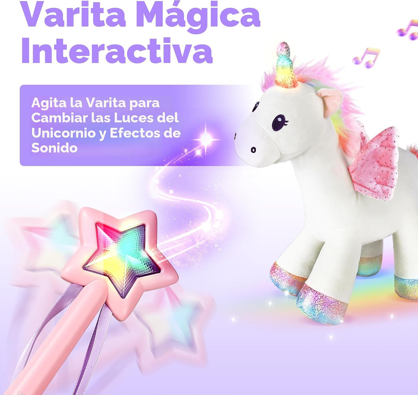iPlay, iLearn Muñeco de peluche de unicornio mágico con control rem...