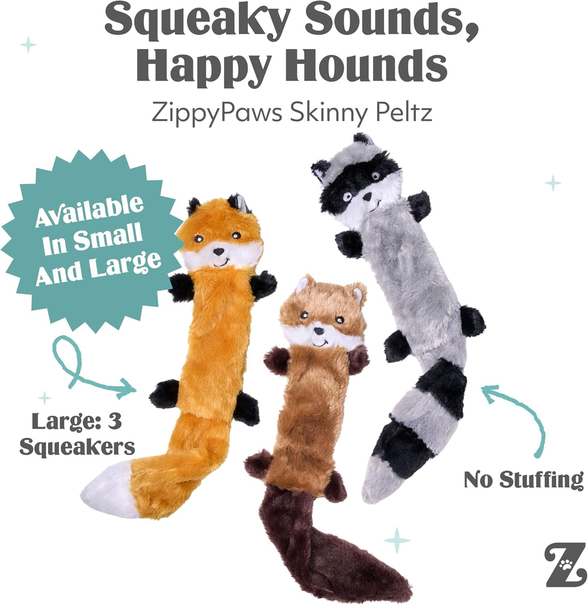 ZippyPaws Skinny Peltz - Paquete de juguetes para perros sin rellen...