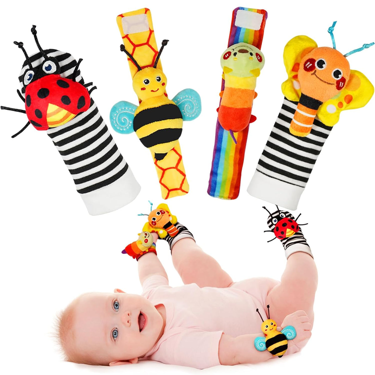 Infinno Calcetines con sonajero de muñeca y juego de calcetines con...