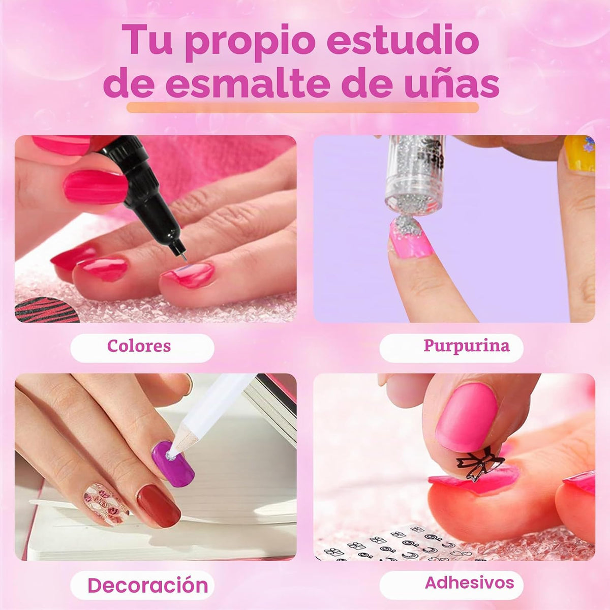 Juego de 8 bolígrafos de arte de uñas para niños, esmalte de uñas n...