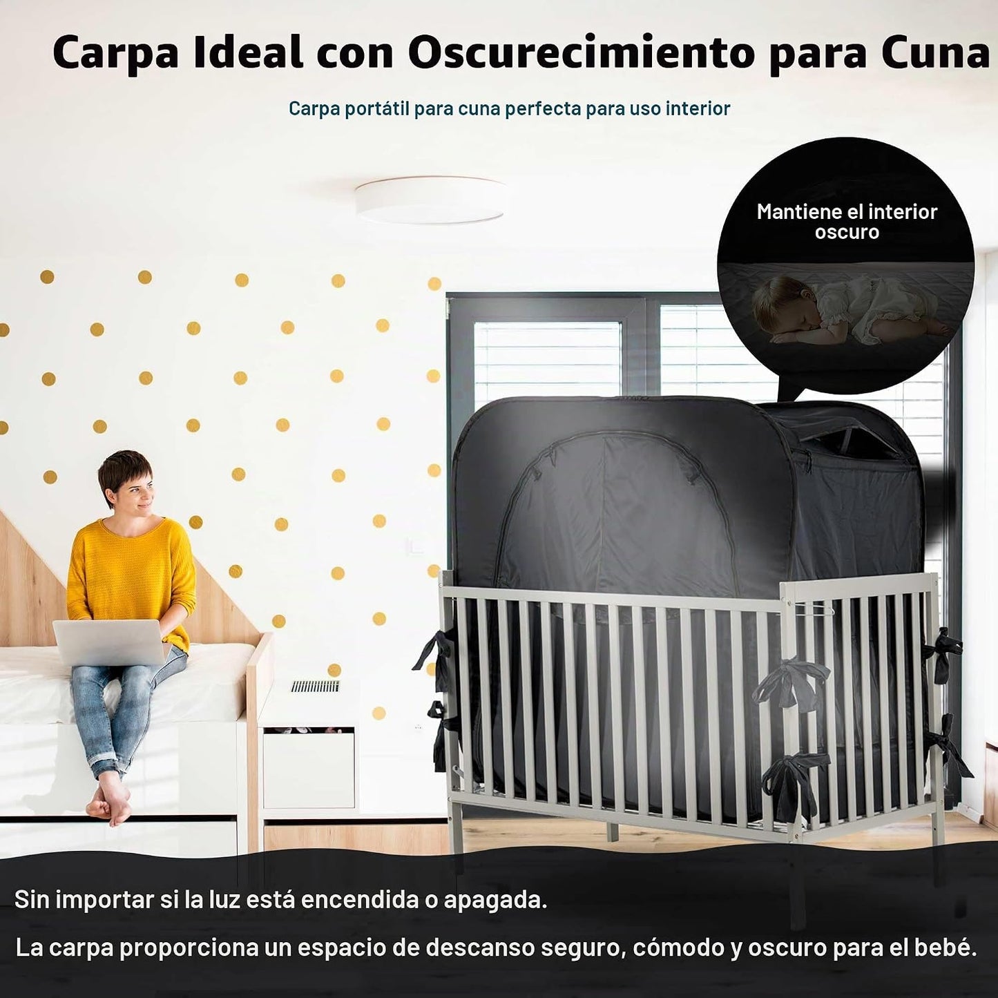 Poray - Tienda de campaña de privacidad para bebé, para cuna de dor...