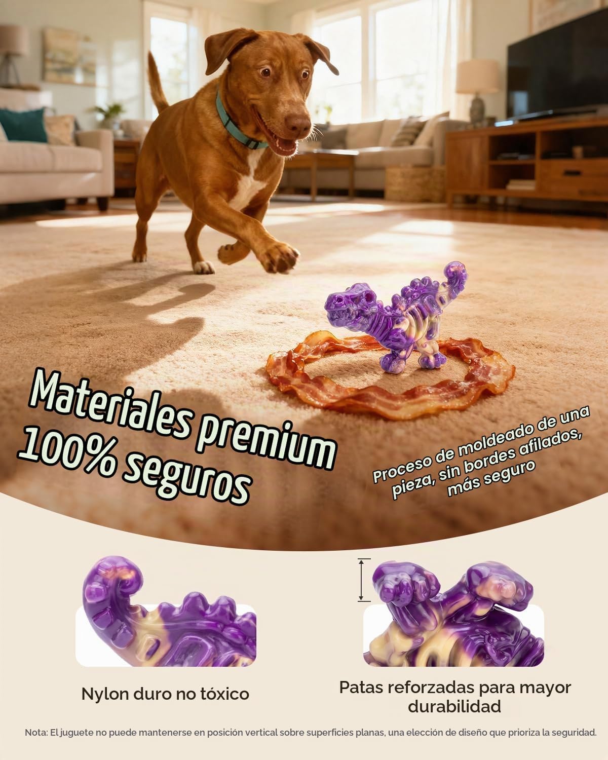 DinoBone Paquete de 2 juguetes masticables para perros resistentes...