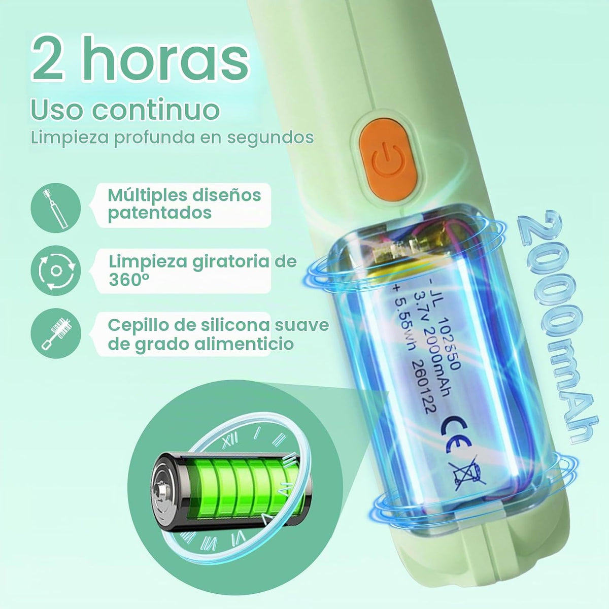 Limpiador eléctrico del cepillo de la botella, cepillo recargable d...