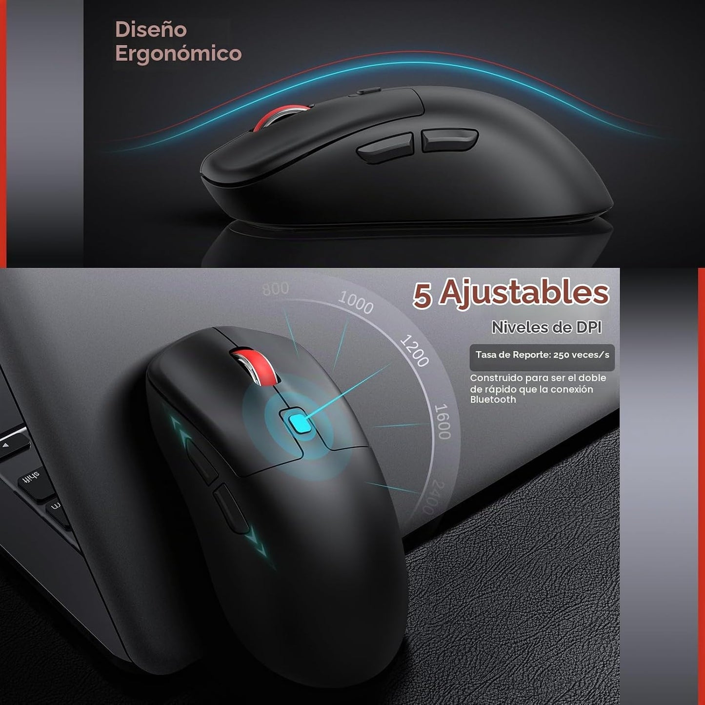 GAMCATZ Combo de teclado y mouse inalámbricos, clic silencioso, dis...