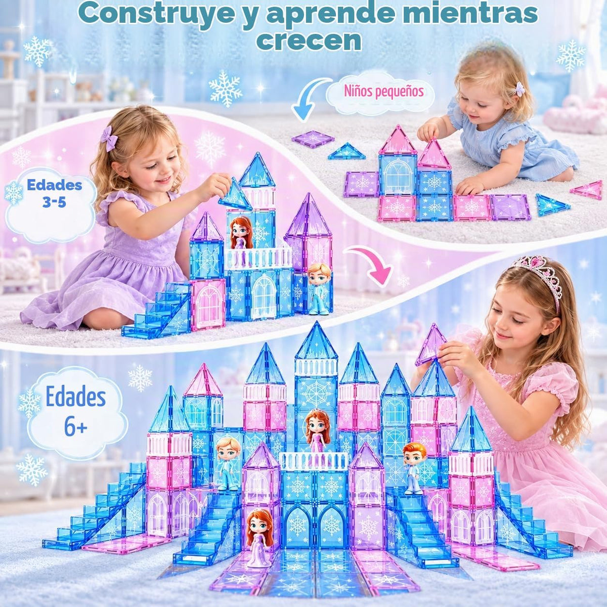 GobiDex Juego de castillo de princesa de azulejos magnéticos de 100...