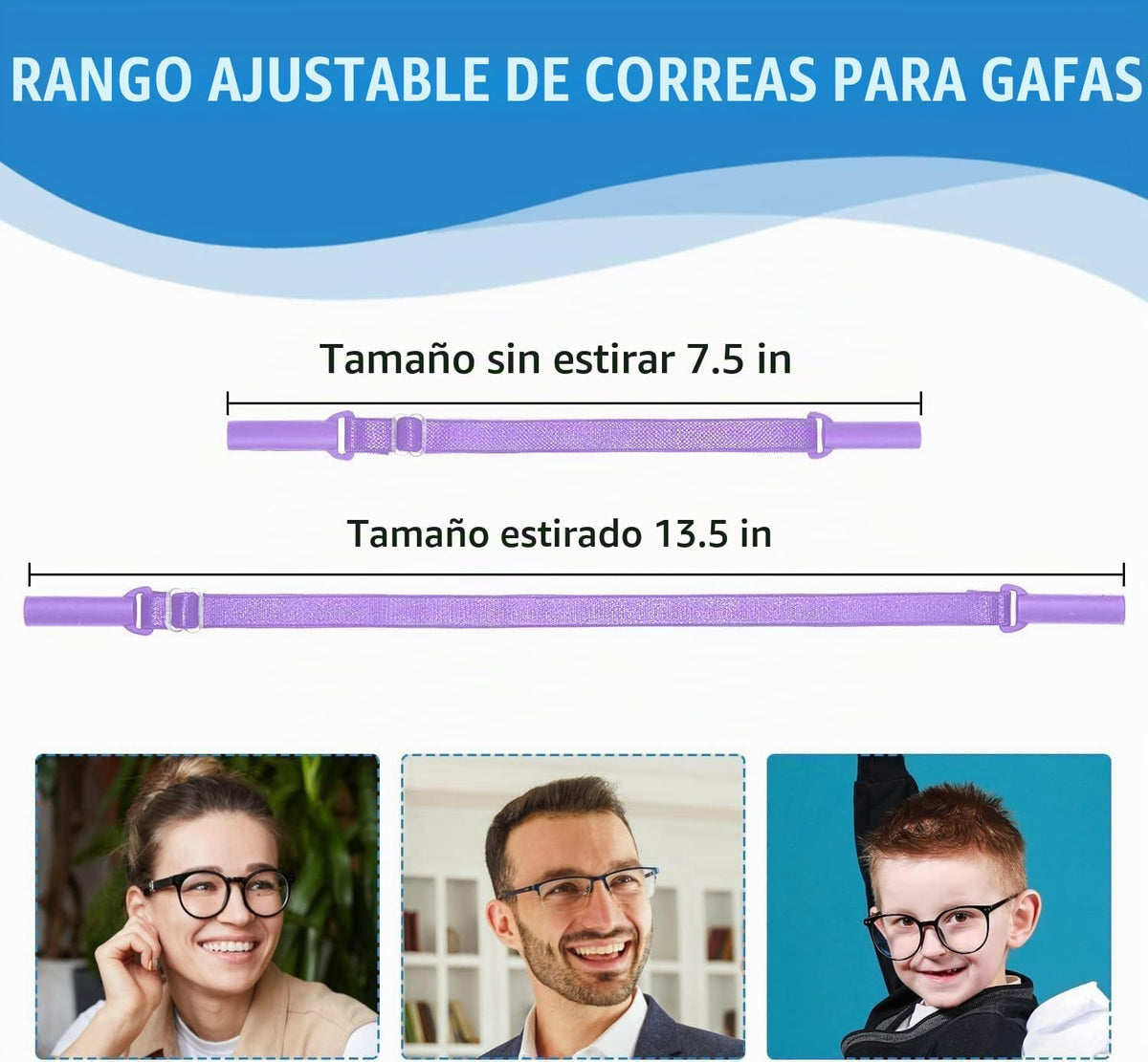 Enenfly Correas ajustables para gafas, paquete de 3 retenedores de...