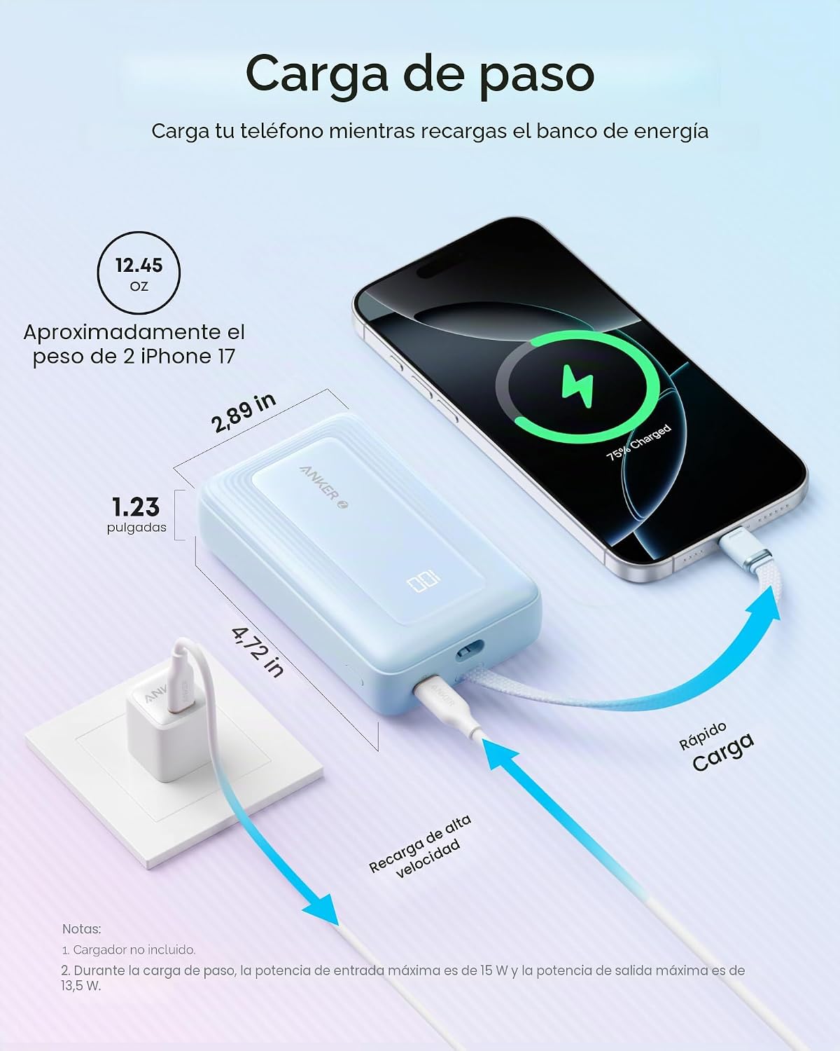 Anker Zolo Power Bank, cargador portátil de 20,000 mAh 45 W con USB...