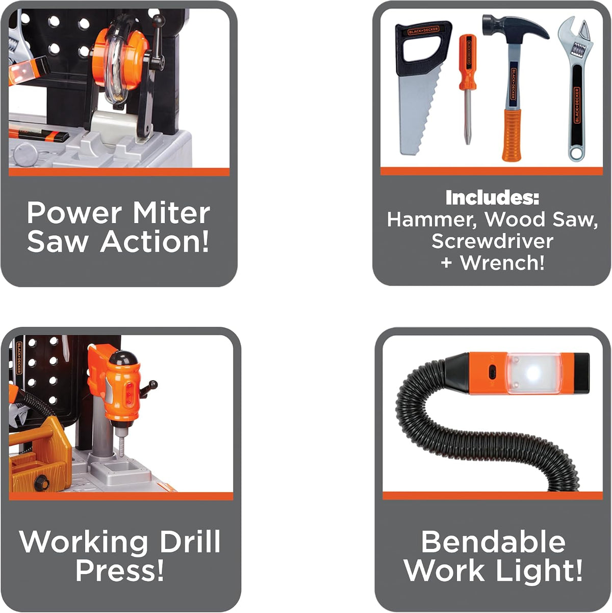 Black+Decker Banco de trabajo para niños - Taller de herramientas e...