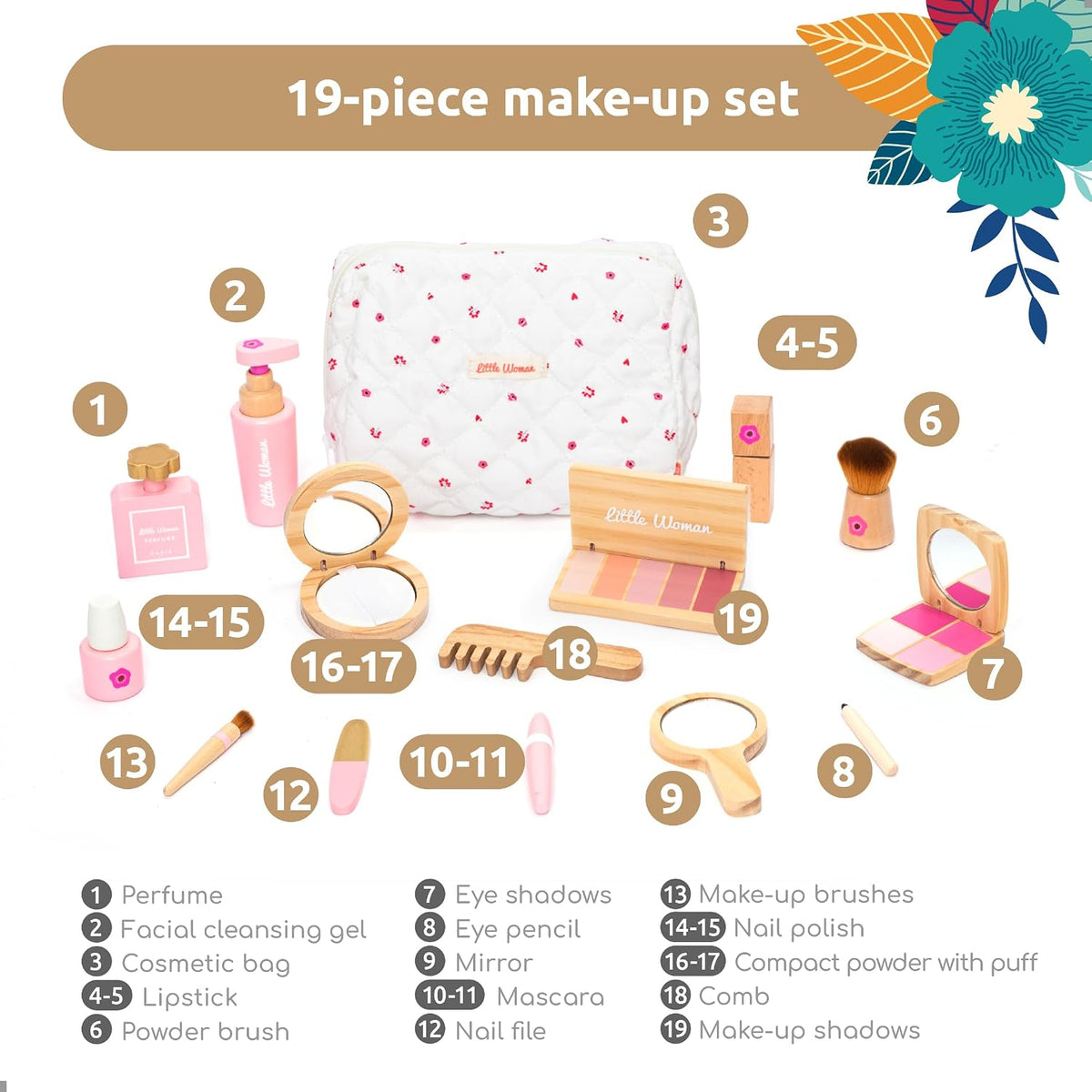 UMU® Kit de maquillaje de juguete de madera para niños pequeños \u2...