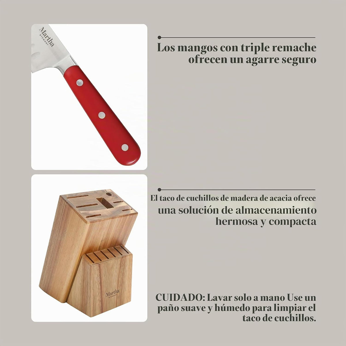 Martha Stewart Eastwalk Juego de 14 cuchillos de acero inoxidable d...