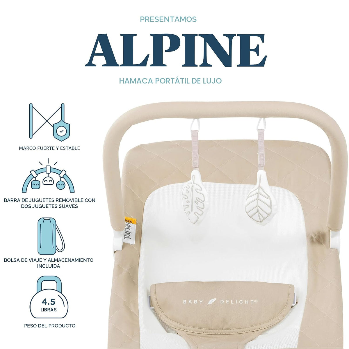 Mecedora portátil Baby Delight Alpine Deluxe, para bebés, 0-6 meses...