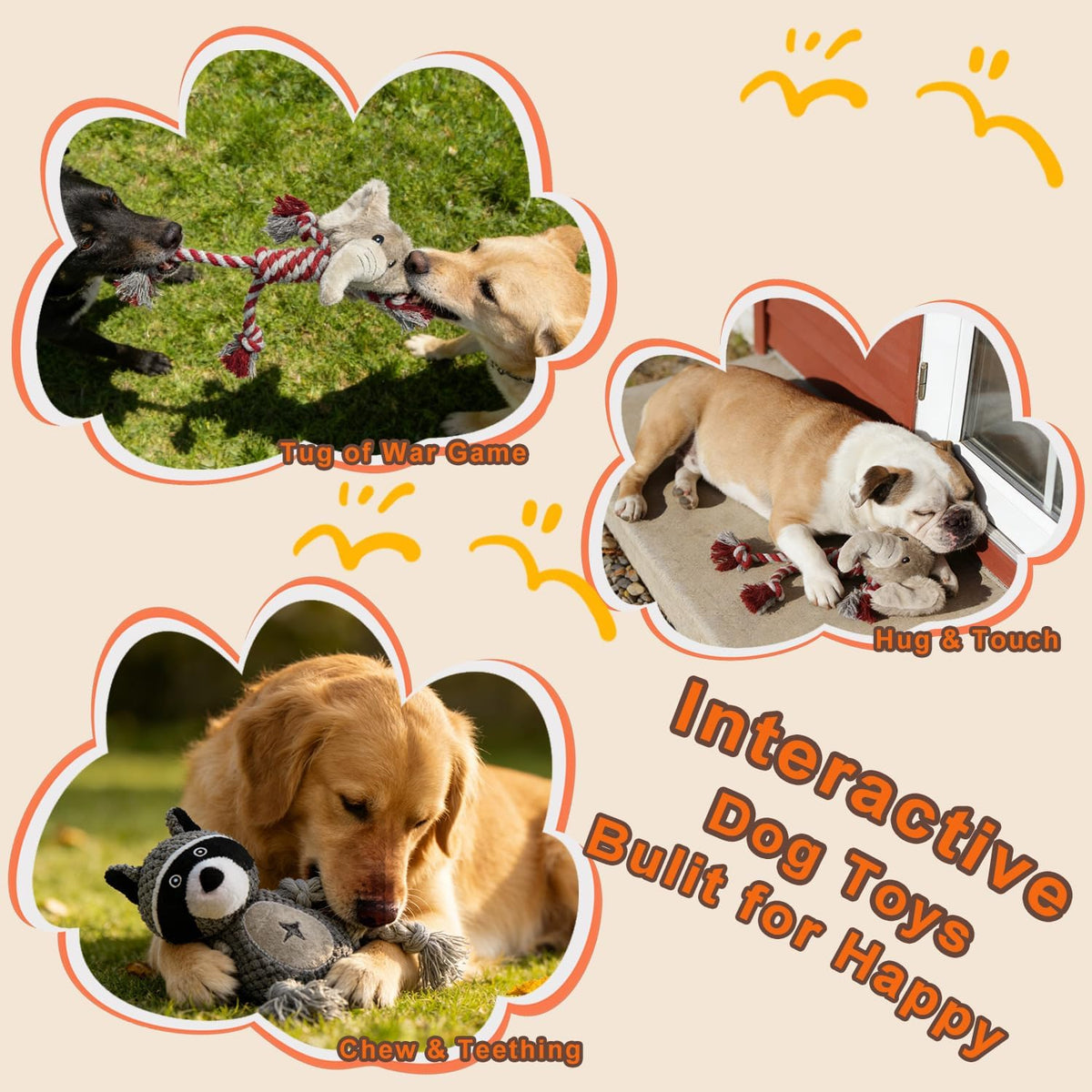 HUGEME Juguetes de cuerda para perros para mantenerlos ocupados - J...