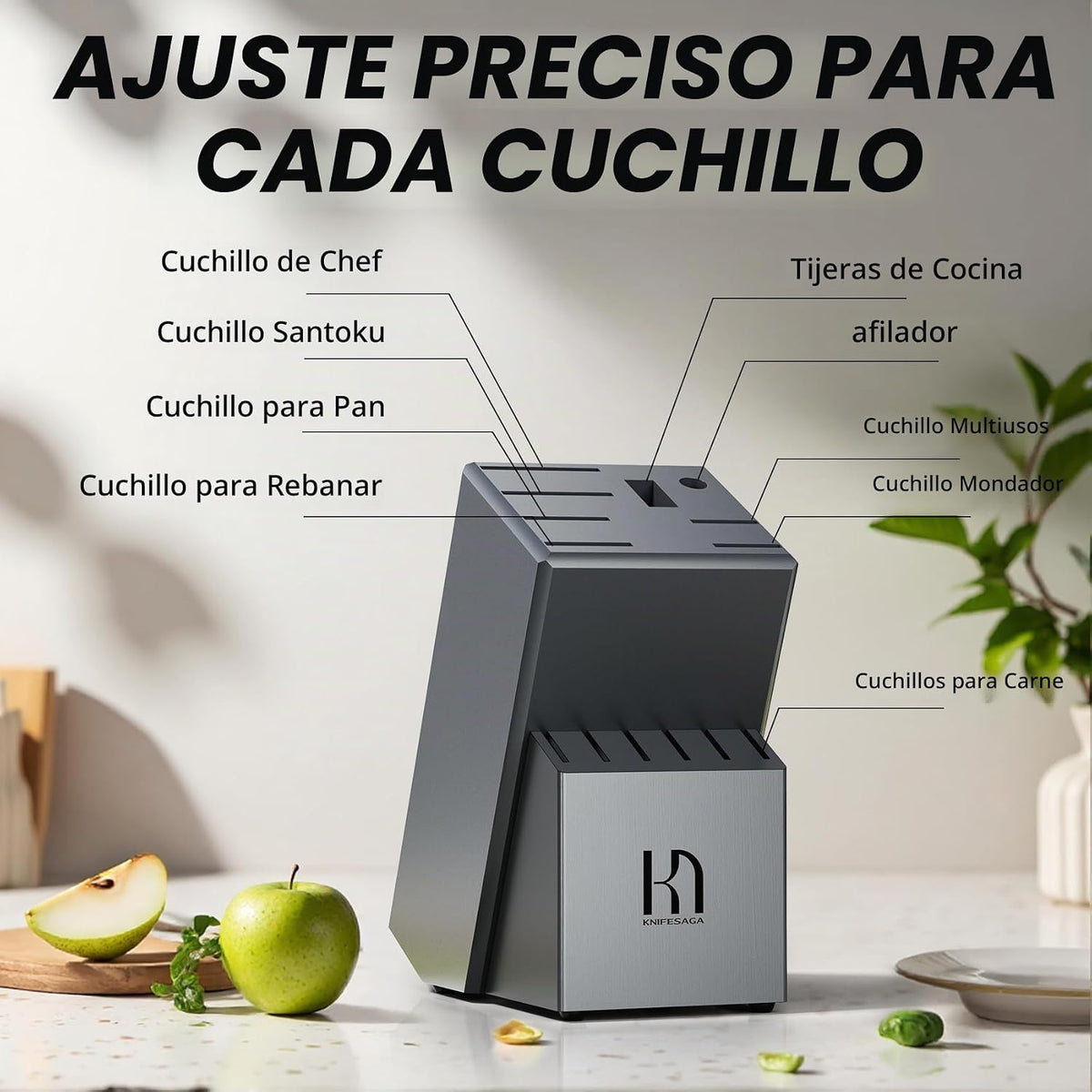 KnifeSaga Juego de cuchillos de cocina de alta calidad, 15 piezas c...
