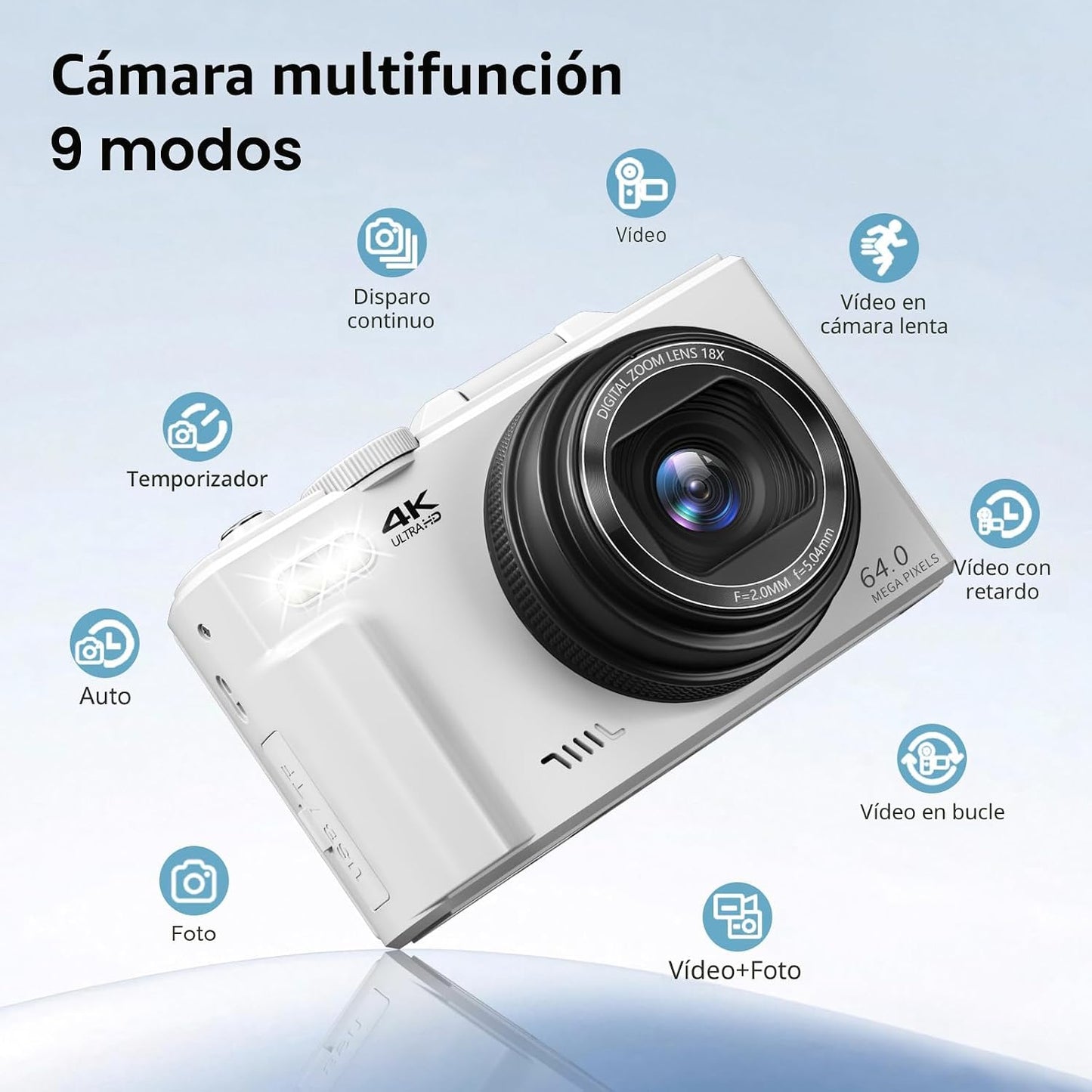 Cámara Digital 4K para Fotografía, Cámara de Vlogging de 64MP para...
